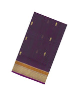 Purple Handloom Silk Cotton Saree With Zari Buttas-SC4264