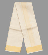 Cream Handloom 8 Yards Silk Dhoti With 4 Yards Angavastram & Shirt Material -CD1515