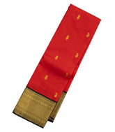 Red Handloom Korvai Kanchipuram Silk Saree With Buttas & Contrast Border-KA12903