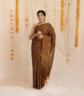 Oil Mustard Handloom Soft Silk Saree With Temple & Buttas in Border-KA13980