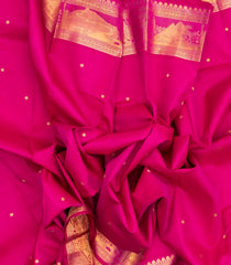 Hot Pink Handloom Seven Wonders Silk Saree With 7 Wonders In Border & Pallu-KA13121