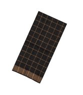 Black Handloom Dupion Silk Saree With Checks & Printed Pallu-DS0546