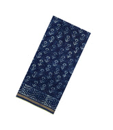 Indigo Printed Chanderi Cotton Saree With Floral Motifs-CC1791