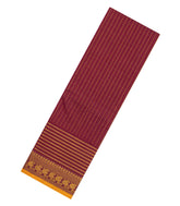 Crimson Woven Chettinad Cotton Saree With Stripes & Zari Border-CN1917