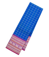 Blue Handloom Kanchipuram Silk Saree With Silk Checks-KA15655