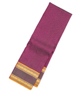 Dark Magenta Handloom Kanchipuram Silk Saree With Checks & Contrast Border-KA13265