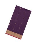 Dark Burgundy Handloom Maheswari Silk Cotton Saree With Triangle Buttas-SC4924
