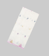 White Printed Art Linen Saree With Geometric Motifs-SY0595