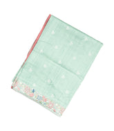 Mint Green Woven Blended Tussar Saree With Embroidered Floral Border-BL4136