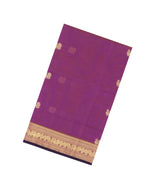 Lilac Handloom Silk Cotton Saree With Zari Buttas & Contrast Border-SC4802