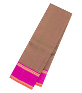 Dark Beige Handloom Kanchipuram Silk Saree With Contrast Border-KA15891
