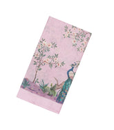 Lavender Printed Linen Saree With Peacock Motifs-LI0749