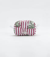 WHite Cotton Bagru Printed Coin Pouch With Zipper-ACS1075