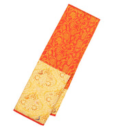 Orange Handloom Korvai Kanchipuram Silk Saree With Floral Motifs & Meena Border-KA13462