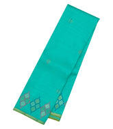Aquamarine Handloom Kanchipuram Silk Saree With Meena Floral Pallu