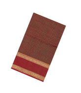 Crimson Handloom Silk Cotton Saree With Checks-SC4296
