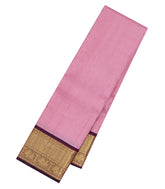 Dusty Pink Handloom Korvai Kanchipuram Silk Saree With Zari Checks-KA15939