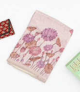 Taupe Handwoven Linen Saree Printed With Floral Motifs