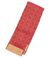 Crimson Mysore Crepe Silk Saree With Peacock Motifs-MS3092