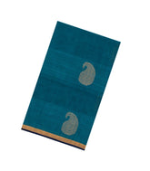 Cyan Handloom Village Cotton Saree With Buttas-VC1654