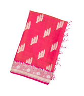 Pink Handloom Organza Satin Soft Silk Saree With Floral Motifs-SO4086