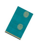 Turquoise Handloom Village Cotton Saree With Buttas-VC1670