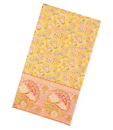 Gold Handloom Kanchipuram Bridal Silk Saree With Contrast Meena Border-KA16276