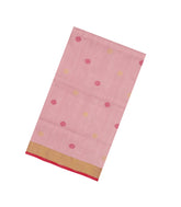 Baby Pink Handloom Uppada Silk Saree With Meena Buttas & Contrast Border-UP0363