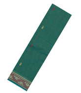 Aquamarine Handloom Kanchi Cotton Saree With Floral Motifs-KC1726
