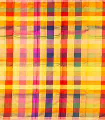 Multicolour Checks Handloom Natural Dyed Muppagam Silk Saree -KA12628