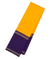 Yellow Handloom Korvai Kanchipuram Silk Saree With Purple Border-KA12859