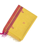 Lime Green Handloom Bengal Cotton Saree With Floral Buttas