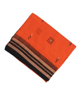 Orange Handwoven Orissa Cotton Saree With Floral Motif Buttas