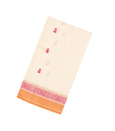 Off White Handloom Silk Cotton Saree With Buttas-SC4327