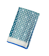 Cyan Handloom Organza Soft Silk Saree With Floral Motifs-SO4087