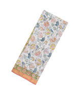 White Printed Chanderi Cotton Saree With Zari Border-CC1646