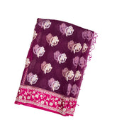 Mangenta Handloom Organza Satin Soft Silk Saree With Floral Motifs-SO4085