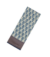 Dark Blue Printed Chanderi Cotton Saree With Zari Border-CC1587