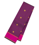Magenta Handloom Kanchipuram Silk Saree With Zari Buttas-KA16143