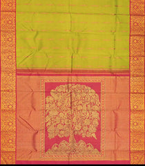 Pastel Green Handloom Natural Dyed Silk Saree With Tree of Life Pallu