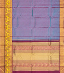 Cyan Handloom Silk Saree With Chevron Motifs & Kalamkaari Horse Motifs