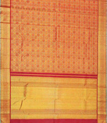 Crimson Handloom Natural Dyed Silk Saree With Zari Checks & Traditional Motifs