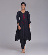 Black & Red embroidered Kurta Set-CO5008