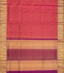 Crimson Handloom Lino Checks Silk Saree Coin Buttas