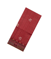 Crimson Printed Tussar Silk Saree With Floral Motifs & Meena Embroidered Border-TU3813