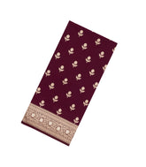 Maroon Woven Blended Satin Saree With Floral Zari Buttas-BL6017