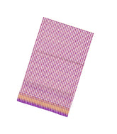 White & Pink Handloom Silk Cotton Saree With Checks & Zari Border-SC4628