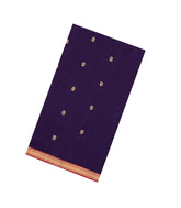 Dark Purple Handloom Maheswari Silk Cotton Saree With Floral Buttas-SC4921