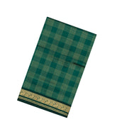Sea Green Handloom Soft Silk Cotton Saree With Zari Checks-SC4306