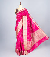 Magenta Woven Art Tussar Silk Saree With Floral Motifs-BL4624